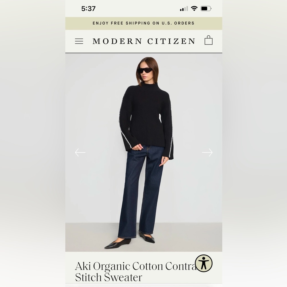 Aki organic cotton contrast stitch sweater